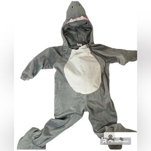 Shark Hooded Costume Boys Girls Toddler Plush Gray Jumpsuit one piece.  M-21